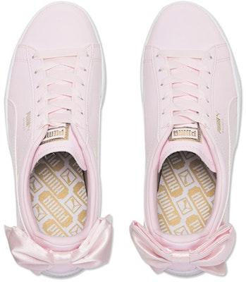 (Women) Puma Basket Bow Patent Casual Shoes White/Pink 368118-03 Shop (Women) Puma Basket Bow Patent Casual Shoes White/Pink 368118-03