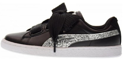 (Women) Puma Basket Heart 'Black Silver Glitter' 364078-03 (Women) Puma Basket Heart 'Black Silver Glitter' 364078-03