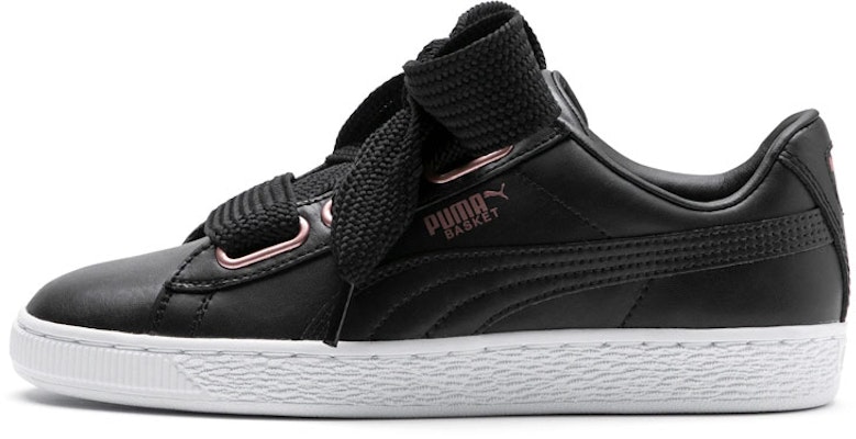 Black puma top basket leather