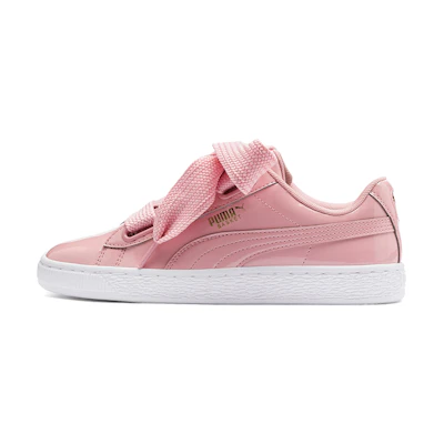 (W) Puma Basket Heart Patent Shoes Pink/White