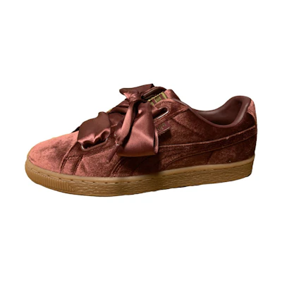 (W) Puma Basket Heart Velvet Shoes Red/Brown