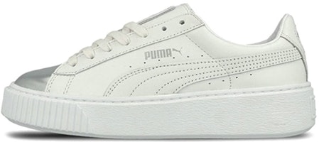 (Women) Puma Basket Skate shoes 'White Silver' 366169-01 (Women) Puma Basket Skate shoes 'White Silver' 366169-01