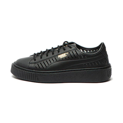 (W) Puma Basket Platform Summer Casual Shoes Black