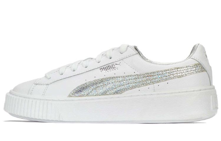 Buy (W) （レディース）プーマバスケットプラットフォーム『ホワイトシルバー』365064-01 365064-01