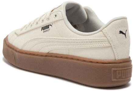 PUMA Basket Platform Canvas 防滑 低筒 帆布鞋 女款 米色 Purchase PUMA Basket Platform Canvas 防滑 低筒 帆布鞋 女款 米色
