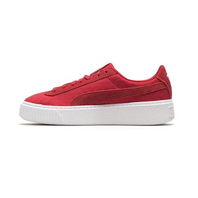(W) Puma Basket Platform DE Casual Sneakers Red/White