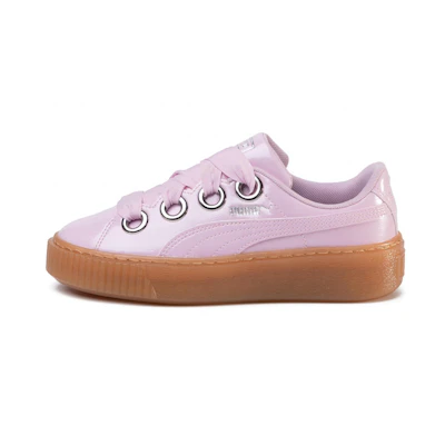 (W) Puma Basket Platform Kiss Leisure Board Shoes Pink