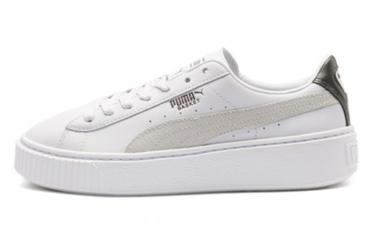 (Women) Puma Basket Platform Low Top Casual Skate Shoes Unisex White 367850-01
