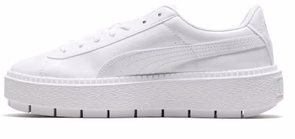 (Women) Puma Basket Platform Retro Low Tops Casual Skateboarding Shoes Unisex White 367046-01 (Women) Puma Basket Platform Retro Low Tops Casual Skateboarding Shoes Unisex White 367046-01