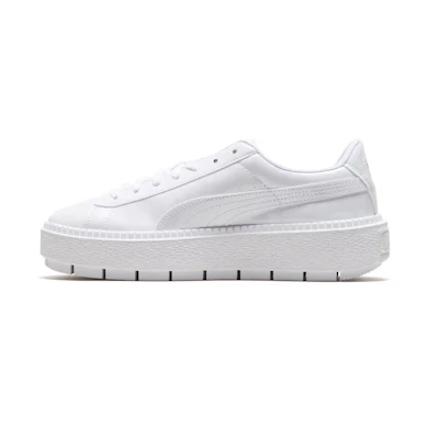 (W) Puma Basket Platform Retro Low Tops Casual Skateboarding Shoes Unisex White