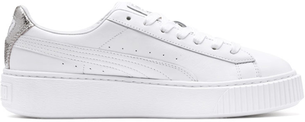 (Women) Puma Basket Platform Sneakers White/Silver 369840-02 Order (Women) Puma Basket Platform Sneakers White/Silver 369840-02