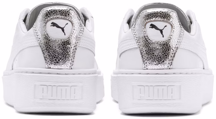 (Women) Puma Basket Platform Sneakers White/Silver 369840-02 Shop (Women) Puma Basket Platform Sneakers White/Silver 369840-02
