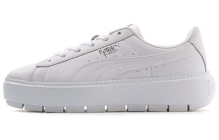 (W) Puma Basket Platform Trace Light Thick Sole Shoes White