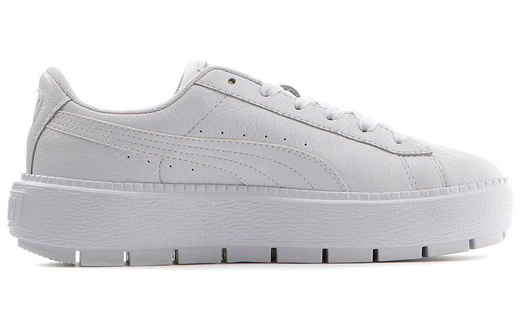 (W) Puma Basket Platform Trace Light Thick Sole Shoes White 圖 2