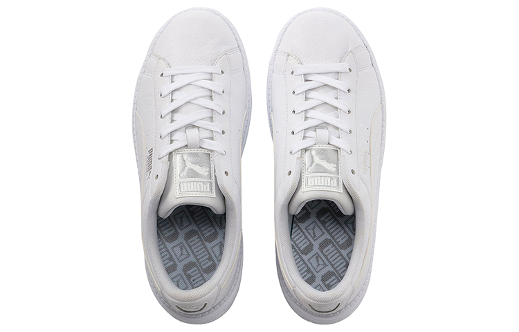 (W) Puma Basket Platform Trace Light Thick Sole Shoes White 圖 3