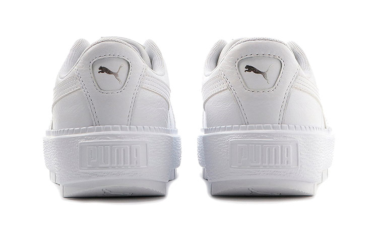 (W) Puma Basket Platform Trace Light Thick Sole Shoes White 圖 4