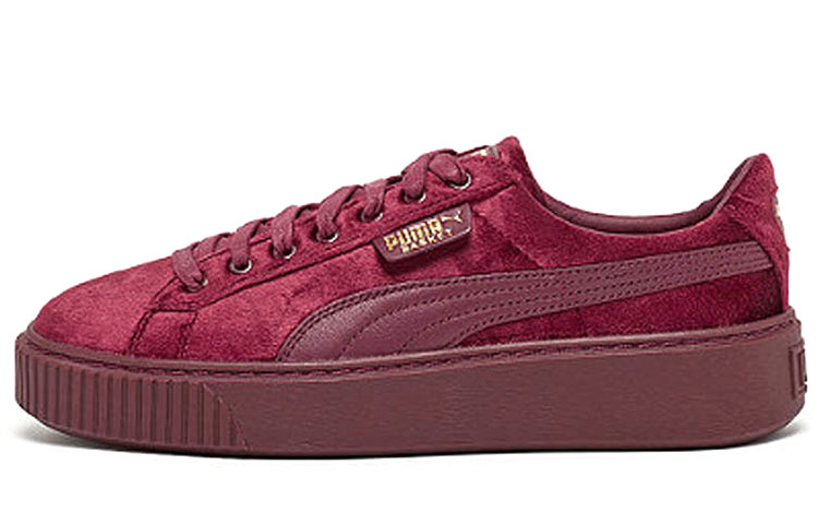 (W) Puma Basket Platform Velvet 'Red'