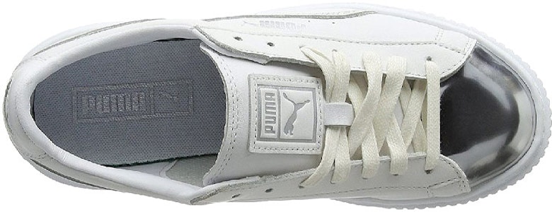 PUMA Basket Platform 蕾哈娜金屬頭厚底 低幫 板鞋 女款 白銀 Shop PUMA Basket Platform 蕾哈娜金屬頭厚底 低幫 板鞋 女款 白銀