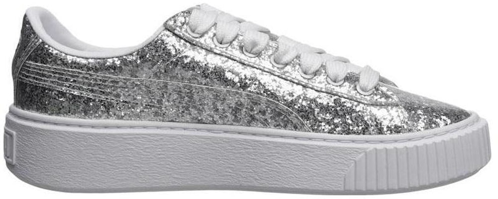 (Women) Puma Basket Strap Glitter 'Silver' 364070-01 Order (Women) Puma Basket Strap Glitter 'Silver' 364070-01