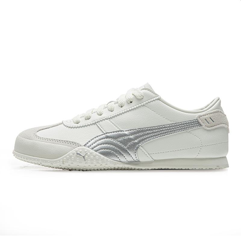 (Women) PUMA Bella UT Casual Low-Top Sneakers Silver White Shoes. 405256-02