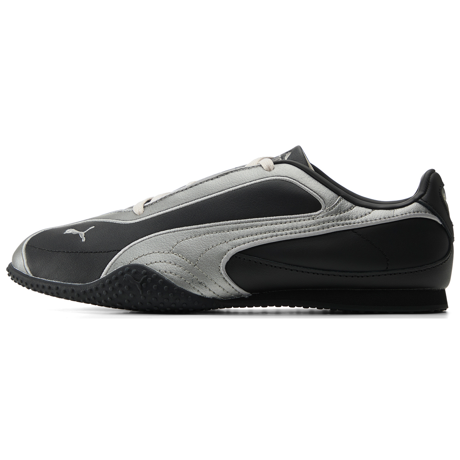 (Women) PUMA Bella V2 Leather China Exclusive Casual Shoes Silver Black Retro Style 404043-01