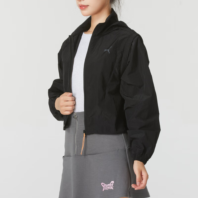 Details for (W) 푸마 블랙 후드 캐주얼 통기성 긴팔 자켓 628979-01