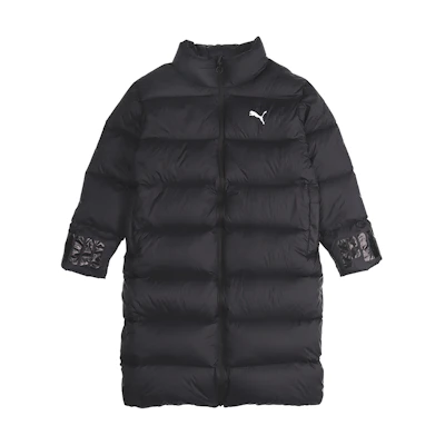 (Women) Puma Black Medium-Length Logo Puffer Down Coat Winter Jacket 581615-01