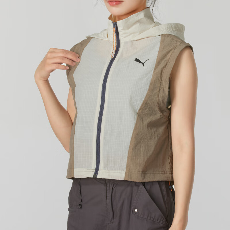 Details for (W) 푸마 브라운 투웨이 컬러블록 후드 캐주얼 자켓 628979-87