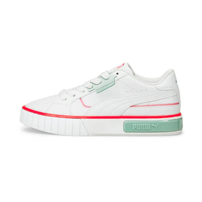 (W) Puma Cali Star Lights Platform Shoes White/Green/Orange