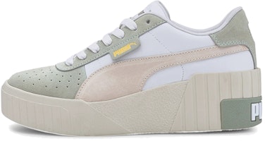 (Women) Puma Cali Wedge Social Thick Sole Shoes White/Green/Pink 374107-02 (Women) Puma Cali Wedge Social Thick Sole Shoes White/Green/Pink 374107-02