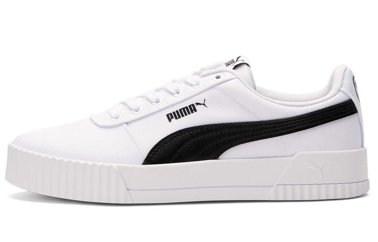 (Women) Puma Carina Canvas Leisure Board Shoes White/Black 368669-01
