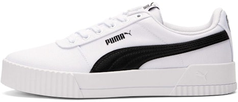 (Women) Puma Carina Canvas Leisure Board Shoes White/Black 368669-01 (Women) Puma Carina Canvas Leisure Board Shoes White/Black 368669-01