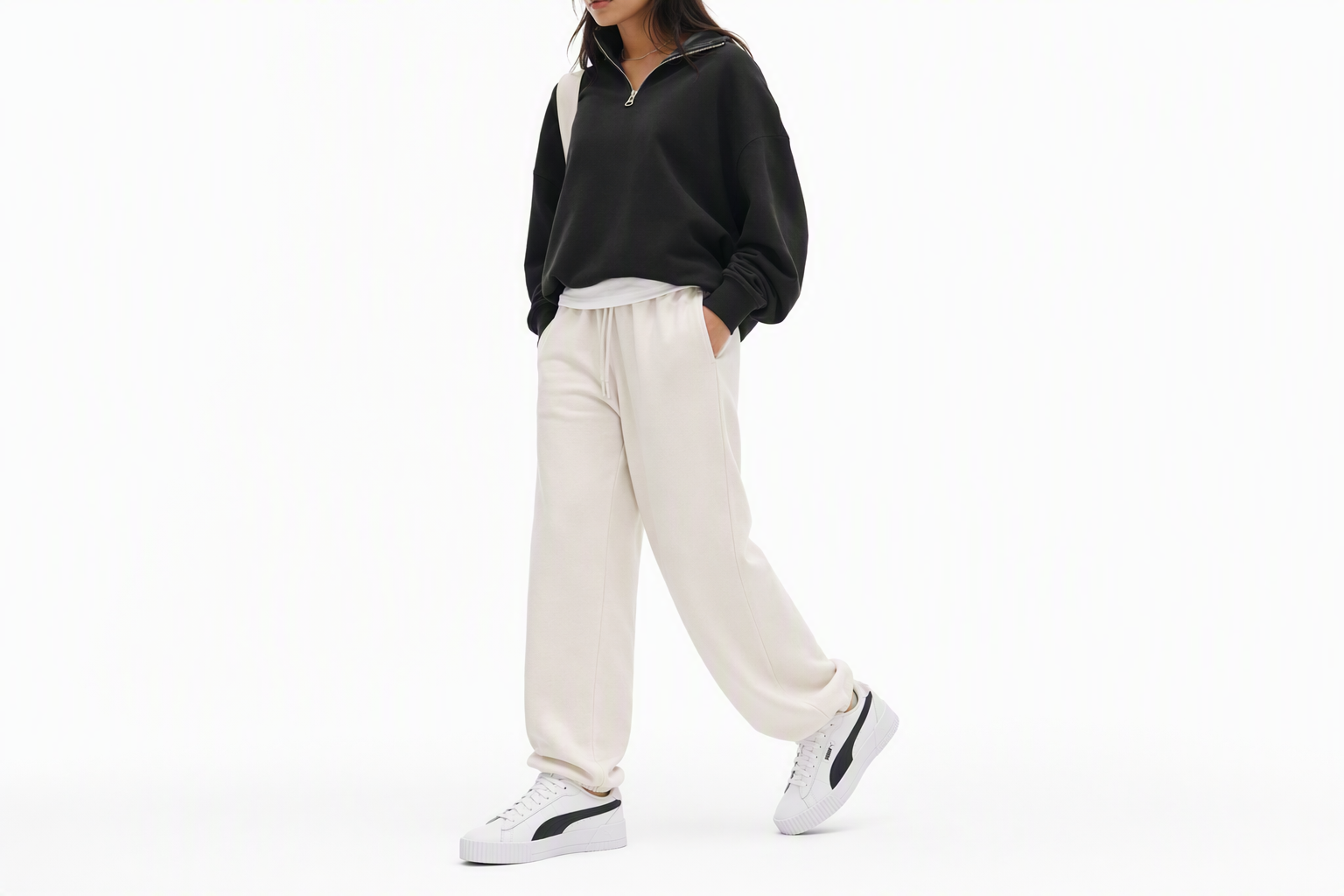 Order (Women) Puma Carina Crew 'White Black' 374903-05