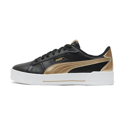 (W) Puma Carina Crew Metallic 'Black White Gold'