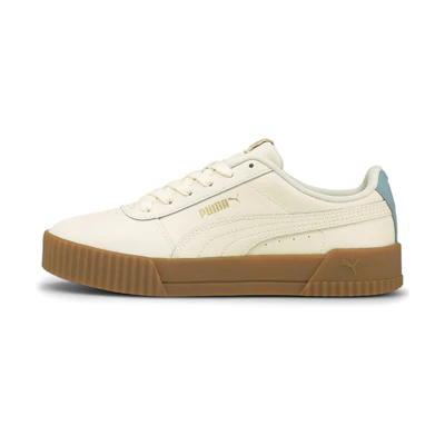 (W) Puma Carina Leather 'Retro Low-Top Beige and Blue'