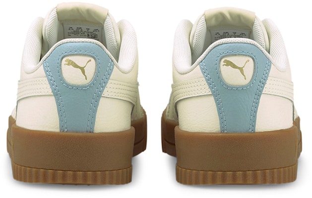 Puma Carina 皮革 耐磨防滑 復古低筒休閒板鞋 女款 米藍 Shop Puma Carina 皮革 耐磨防滑 復古低筒休閒板鞋 女款 米藍