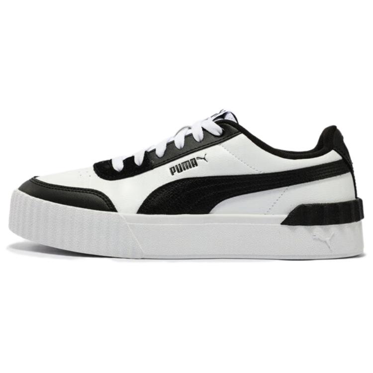(Women) Puma Carina Lift White Black Low-Top Casual Sneakers. 373031-18
