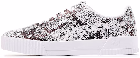 (Women) Puma Carina Reptile Casual Shoes For Black/White 382506-01 (Women) Puma Carina Reptile Casual Shoes For Black/White 382506-01