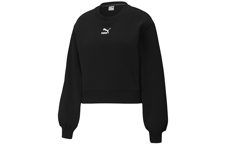 (Women) Puma Classics Balloon Sleeve Fleece Sweatshirt Winter Black 530277-01