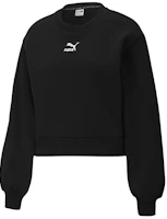 (Women) Puma Classics Balloon Sleeve Fleece Sweatshirt Winter Black 530277-01 (Women) Puma Classics Balloon Sleeve Fleece Sweatshirt Winter Black 530277-01