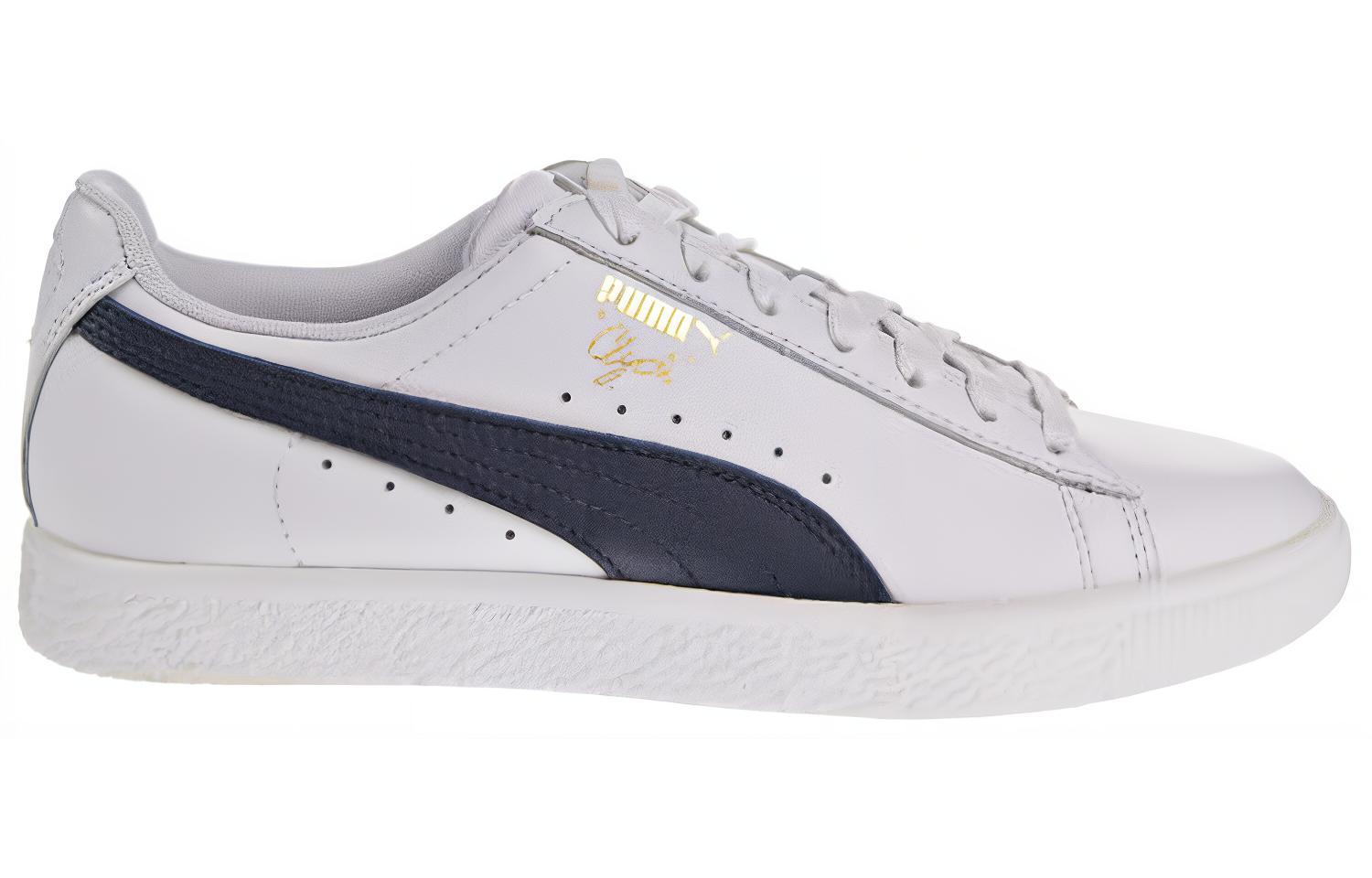 Order (W) Puma Clyde Core Leather Foil 'Blanco Azul Marino' 364670-02