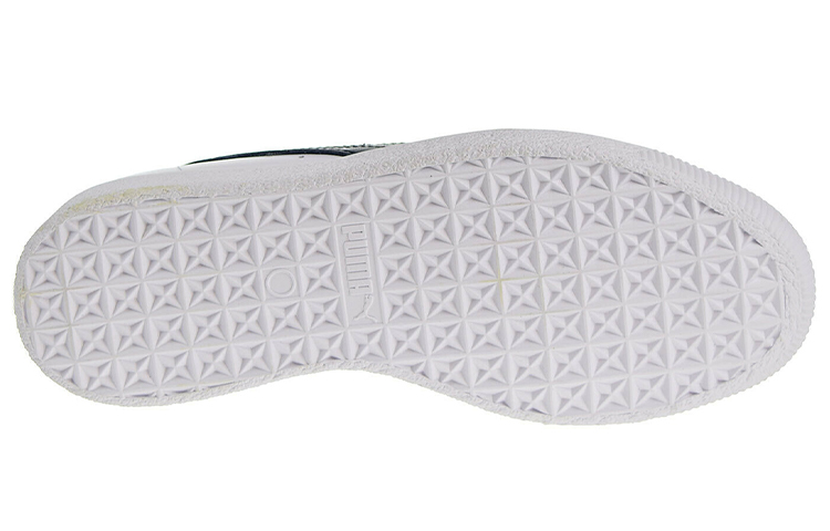 Shop (W) Puma Clyde Core Leather Foil 'Blanco Azul Marino' 364670-02