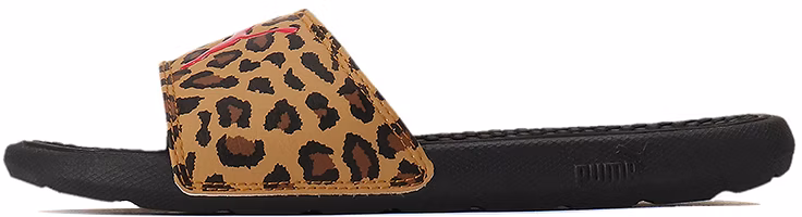 (Women) Puma Cool Cat Sports Leopard Slipper Black 373844-01 (Women) Puma Cool Cat Sports Leopard Slipper Black 373844-01