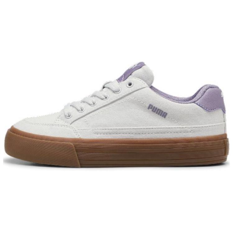 (Women) Puma Court Classic Vulc Low-Top Sneakers White Purple Retro Casual Style 395020-10