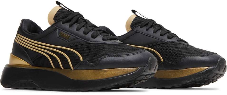 (Women) Puma Cruise Rider Metal 'Black Team Gold' 381615-02 Cheap (Women) Puma Cruise Rider Metal 'Black Team Gold' 381615-02
