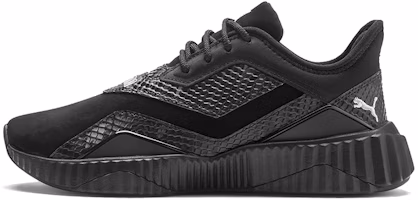 (Women) Puma Defy Stitched Croc Low Top Running Shoes Black/Grey 192628-01 (Women) Puma Defy Stitched Croc Low Top Running Shoes Black/Grey 192628-01