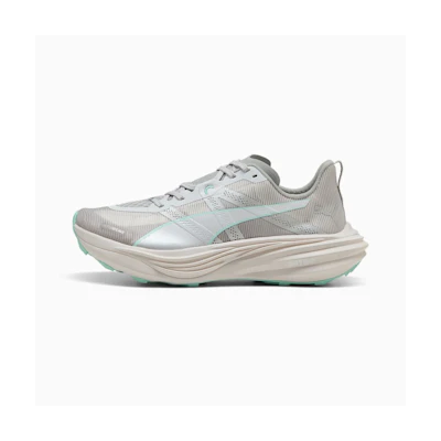 (W) Puma Divate Nitro Elite Trail Shoes Feather Gray/Mint Melt