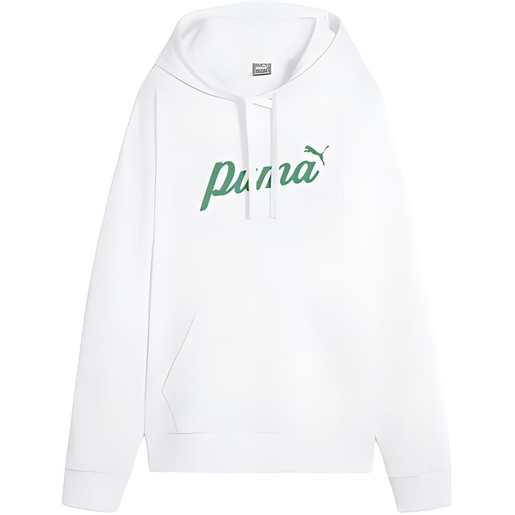 (Women) Puma ESS+ Script White Pullover Hoodie Casual Comfort 679348-02