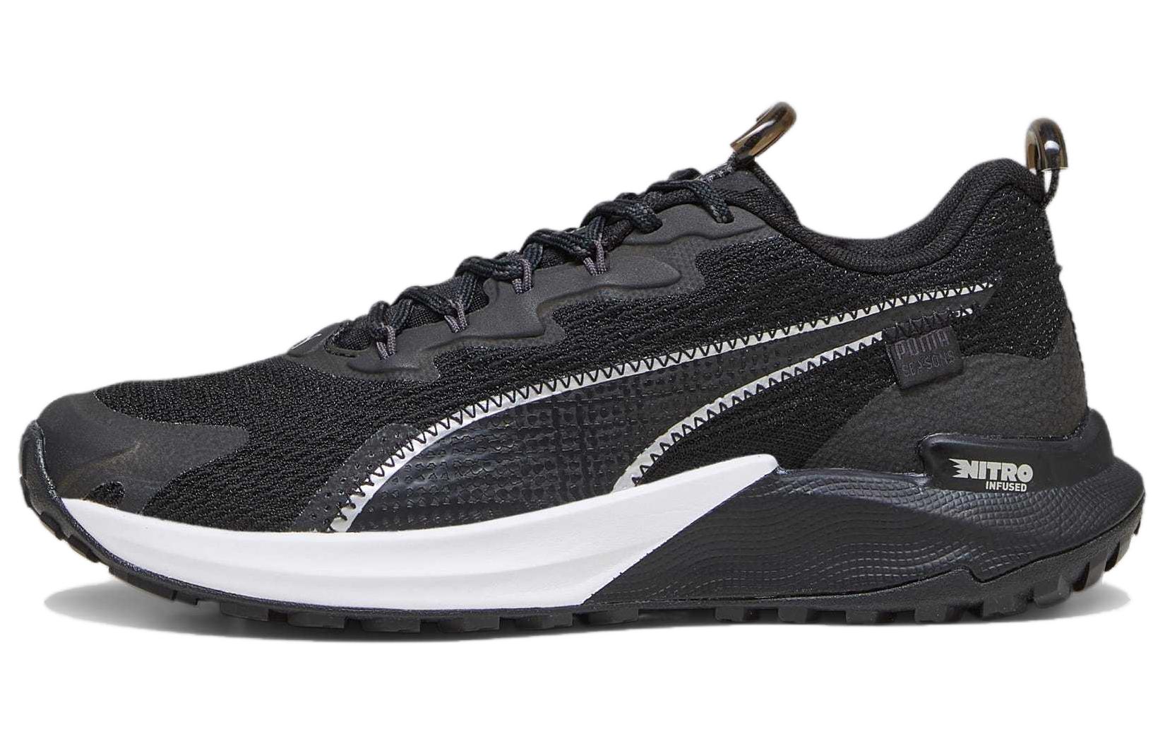 (Women) Puma Fast-Trac Nitro Running Shoes Black White Comfortable & Durable. 307685-01