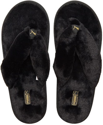 (Women) Puma Fluff Flip Slide 'Black Team Gold' 384938-01 Shop (Women) Puma Fluff Flip Slide 'Black Team Gold' 384938-01